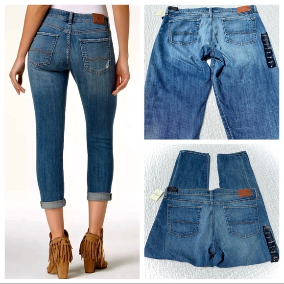 🎉HP🎊 NWT🍀LUCKY BRAND “Sienna Slim”Boyfriend BoHo Chic Ankle Jeans 31” Sz 12 - Picture 6 of 16